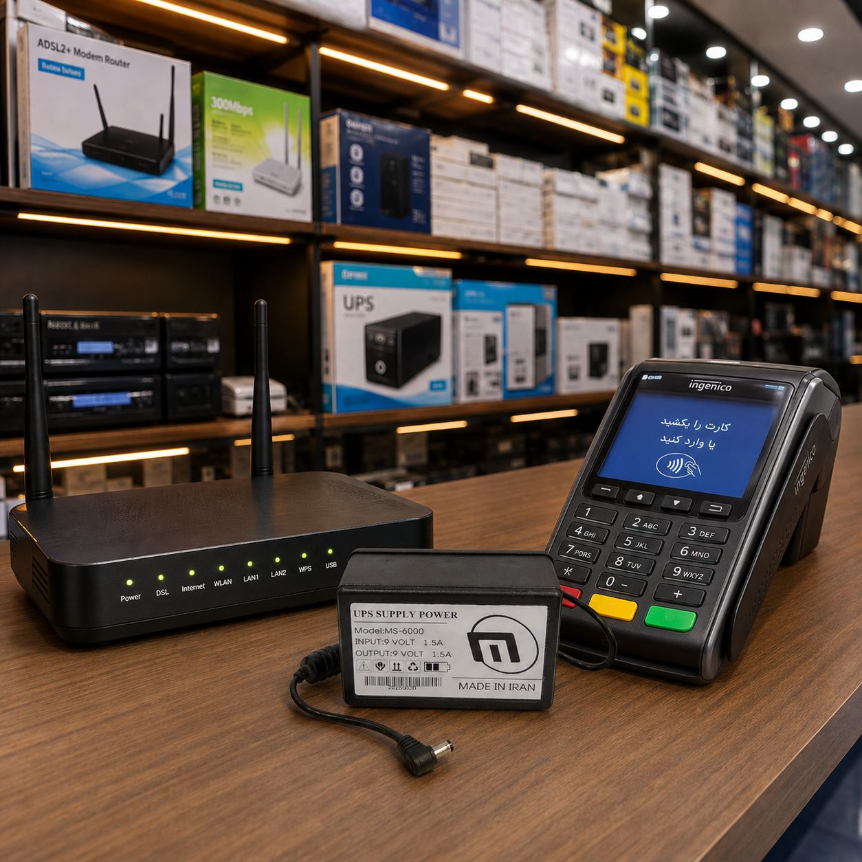 یو پی اس (UPS) 9 ولت پرتابل مدل ms-6000 برای دستگاه کارتخوان (پوز) و مودم