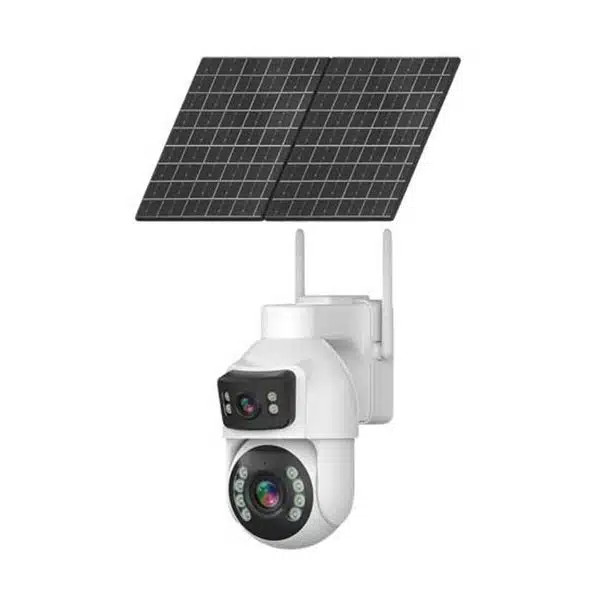 دوربین مداربسته سیمکارتی ۲ لنز ۲0x زوم با پنل خورشیدی اصل با گارانتی